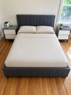 Grey bed frame