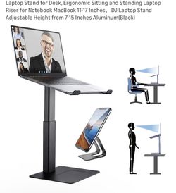 Laptop Stand for Desk, Ergonomic Sitting and Standing Laptop Riser for Notebook MacBook 11-17 Inches，DJ Laptop Stand Adjustable Height from 7-15 Inche