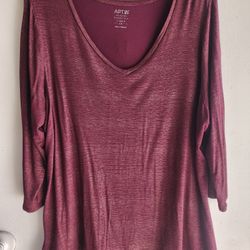 Burgundy Womens Blouse 1X