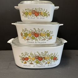 Corning Ware Spice Of Life Casserole Set With Lids