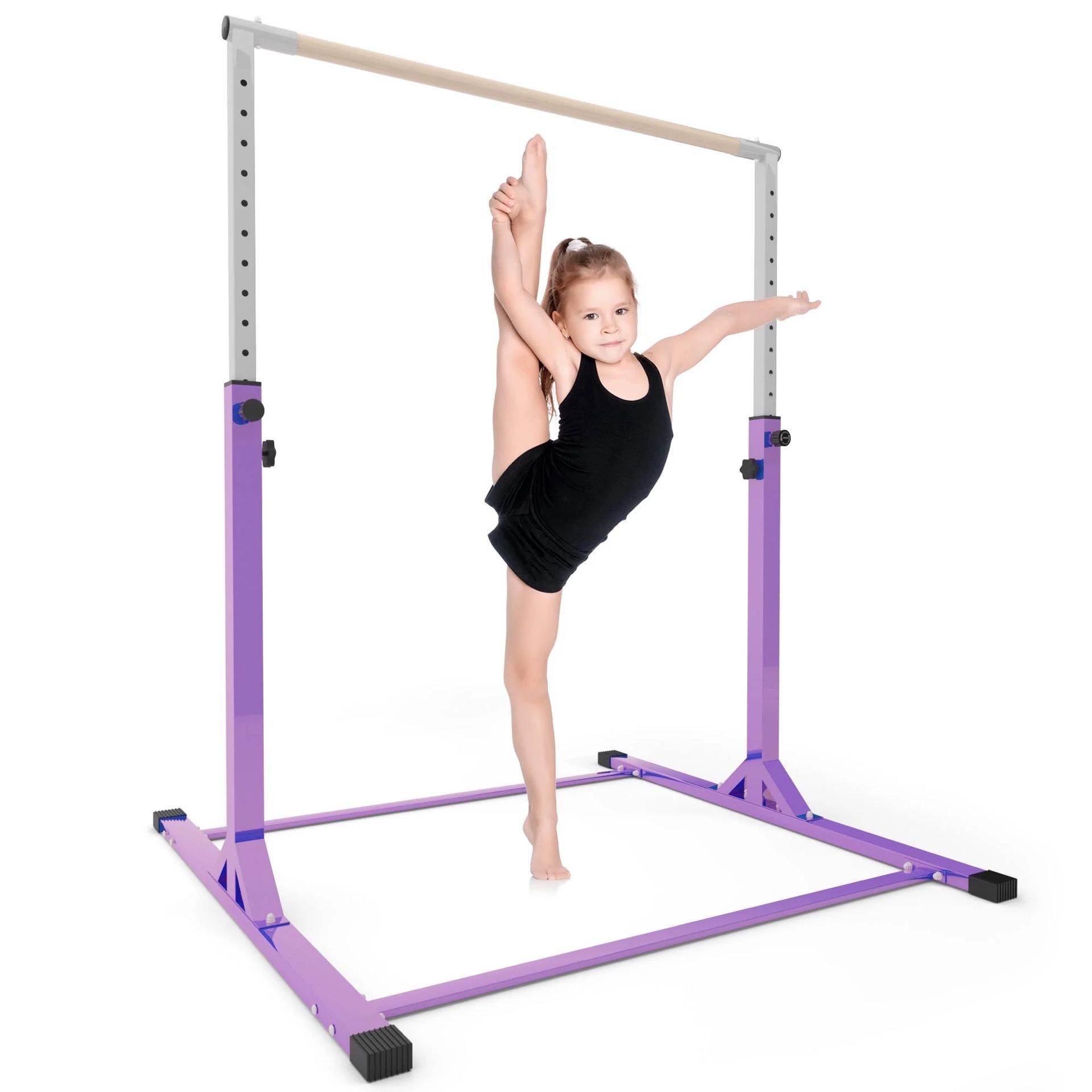 Kip Bar Adjustable Height Fitness Gymnastics Training Bar Horizontal Kip Bar for Kids, Purple