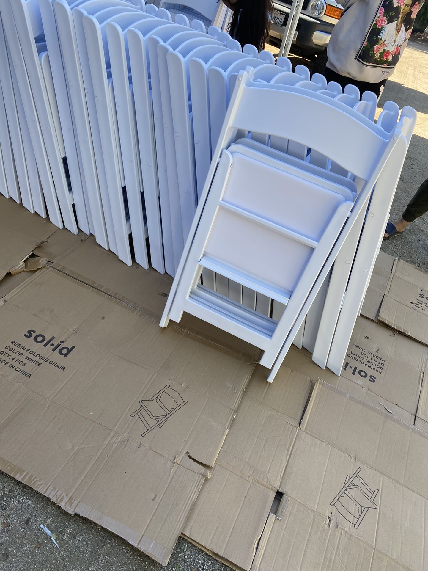 White Resin Chairs, Canopy Draping, Decor