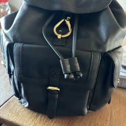 Backpack, Black Leather
