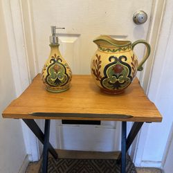 Pitcher And Soap Bottle Set 