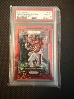 2023 Prizm Christian McCaffrey No Huddle Red PSA 10 Football Card