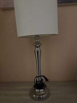 Chrome Table Lamp with White Shade