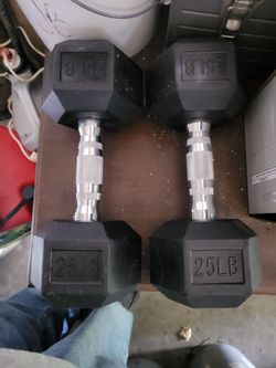 Rubber coated 25lb dumbells