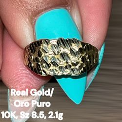10K Gold Nugget Ring Sz 8.5