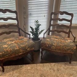 Extra wide and Comfortable wood And Rush Cane Seat Chairs $400 (for the pair)
