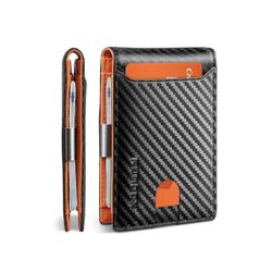 Slim Wallets for Men - Leather Money Clip Mens Wallet - RFID Blocking Front Pocket Bifold Wallet - Brand New