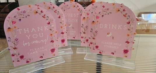 5 Pcs Wildflowers  Table Signs