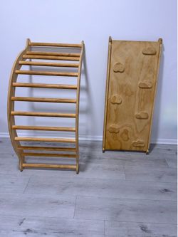 Wooden Montessori Climbing Arch & Reversible Ramp Set for Toddlers