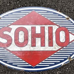 SOHIO Porcelain Gasoline And Oil Advertising Sun 16 X 11