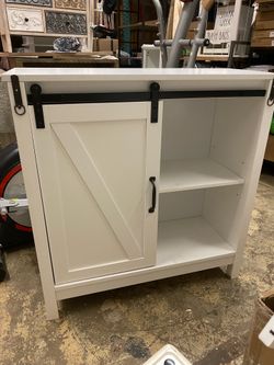 White Freestanding Linen Cabinet