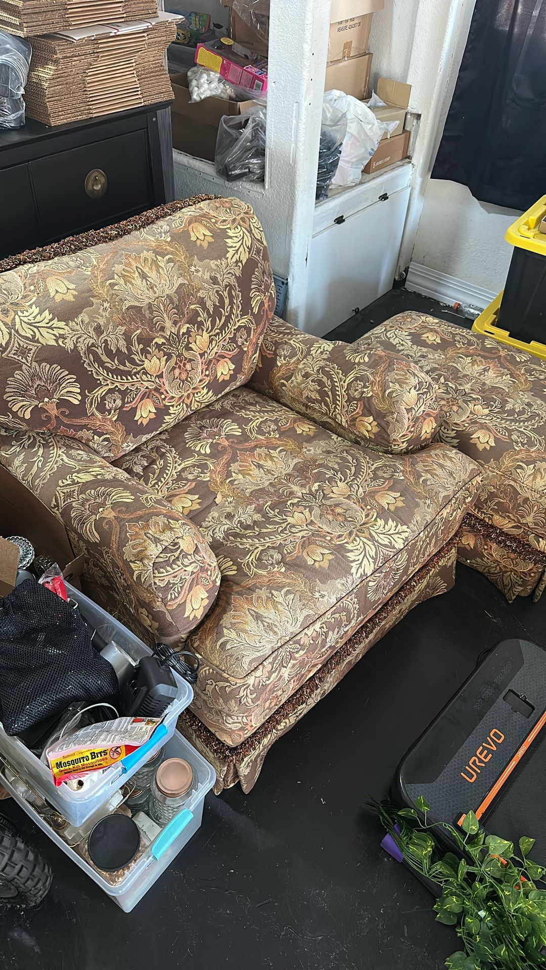 Large Arm Chair With Rolling Ottoman