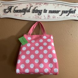 Kate Spade Pink Polka Dot Print Insulated Lunch Bag