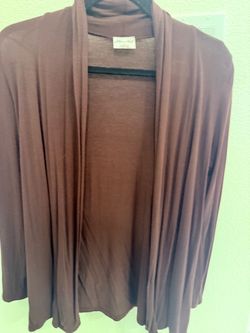 Brown Open-Front Draped Cardigan