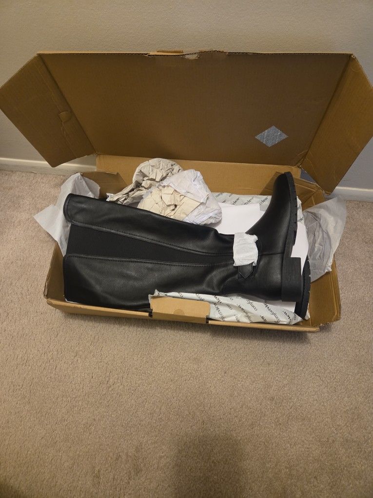 Brand New. Never Worn, Tall Black Boots. Wide Calf.