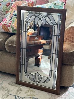 Vintage Etched Glass Mirror