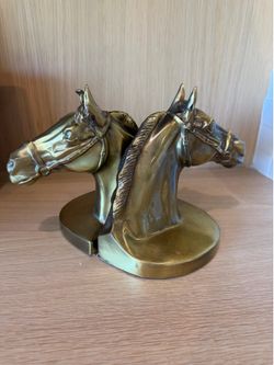 Vintage Brass Horse Bookends