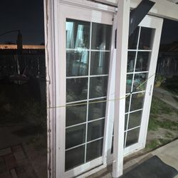 Slider Door, Works Great, White Vinyl.