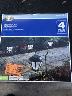Hampton Bay Solar Matte Black Outdoor Integrated LED Shepard Hook Landscape Path Light with Hammered Glass Lens (4-Pack)