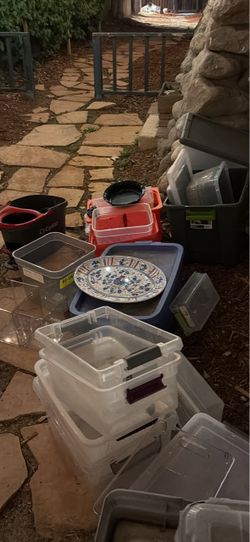 Various Plastic Storage Bins some with Lids