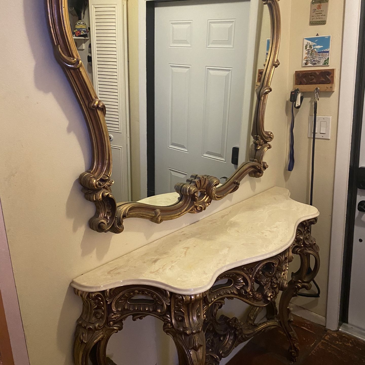 Fine 19th Century Gilt Carved Console With Marble Top