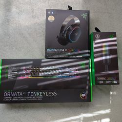 Razer gaming PC keyboard microphone and headset