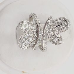 14k white gold 1.50ctw diamond butterfly ring