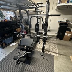 Vesta Fitness Smith Machine 1001 w/Bench Attachment | 230lb Bumpers Olympic Weights | 7ft Olympic Bar | Gym Equipment | FREE DELIVERY/INSTALL🚚 