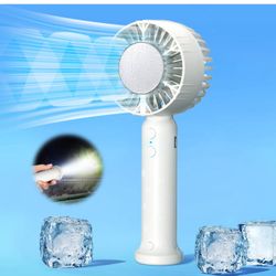 Brandnew Portable Handheld Fan with Refrigeration Mode, 3 Speed Cold Wind Hand Fan, 3000mAh Battery Operated Rechargeable USB Fan, Non-Slip, Flashligh