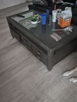 Coffee table with drawers from Bobs.