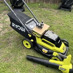 Ryobi 18 V HP 21 in lawn mower self propelled w 2 -6.0Ah  w 2 charger w blower all brand new pickup only