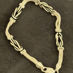 925 Sterling Silver : Spilt Rope & Knot Bracket: Lobster Claw: 7”
