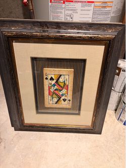 Framed playing card pictures and other