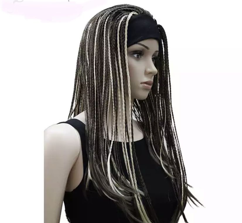 Brand New Long Braided Wig Braiding Crochet Hair Synthetic Women Wigs With Headband