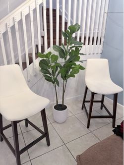 2   White  leather bar stools brand new