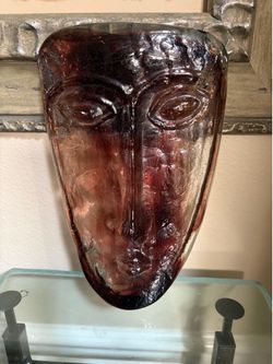 Vintage “ sky dreamer” Art glass face mask sculpture 10”