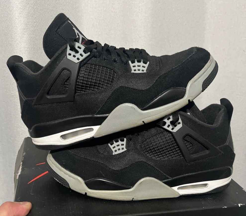 Jordan 4 Black Canvas Retro Size 12 Men’s Shoe Sneaker Nike Air 