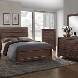 Brand new queen complete bedroom set, king available. Includes bed dresser mirror chest and nightstand