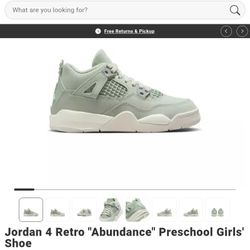 Jordan 4 Retro "Abundance" Preschool Girls 2y