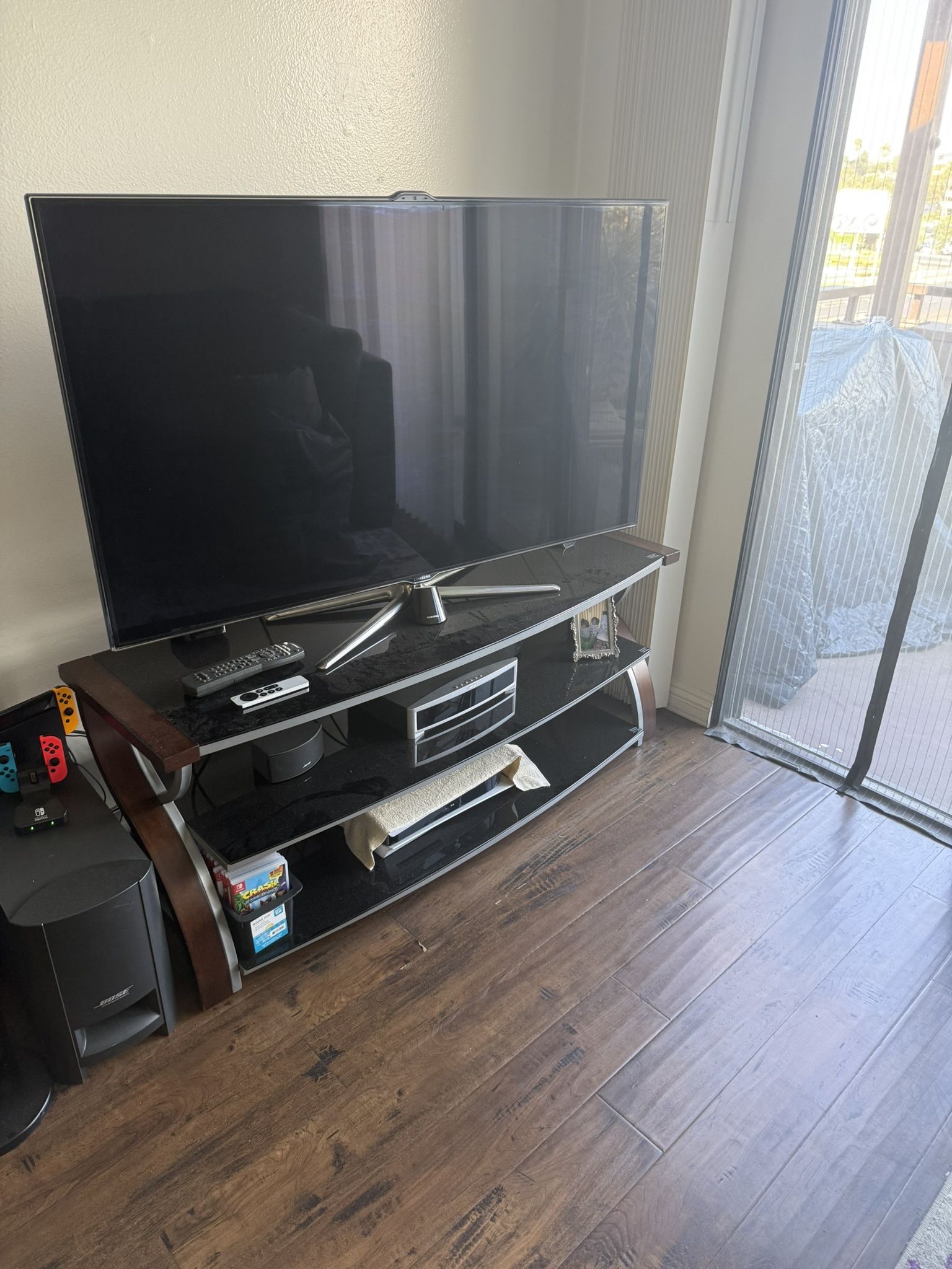 55" Samsung TV, Bose Home Theater, and TV Stand