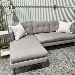 West Elm Apartment Sectional Sofa Couch - Reversible Chaise - Cleaned - Comfy - Delivery Available 