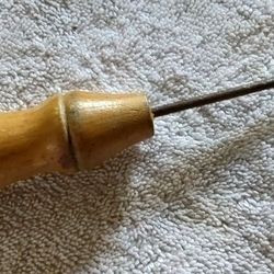 Goodell Vintage Ice Pick Octagon Metal Top Leather Punch Awl USA 7"