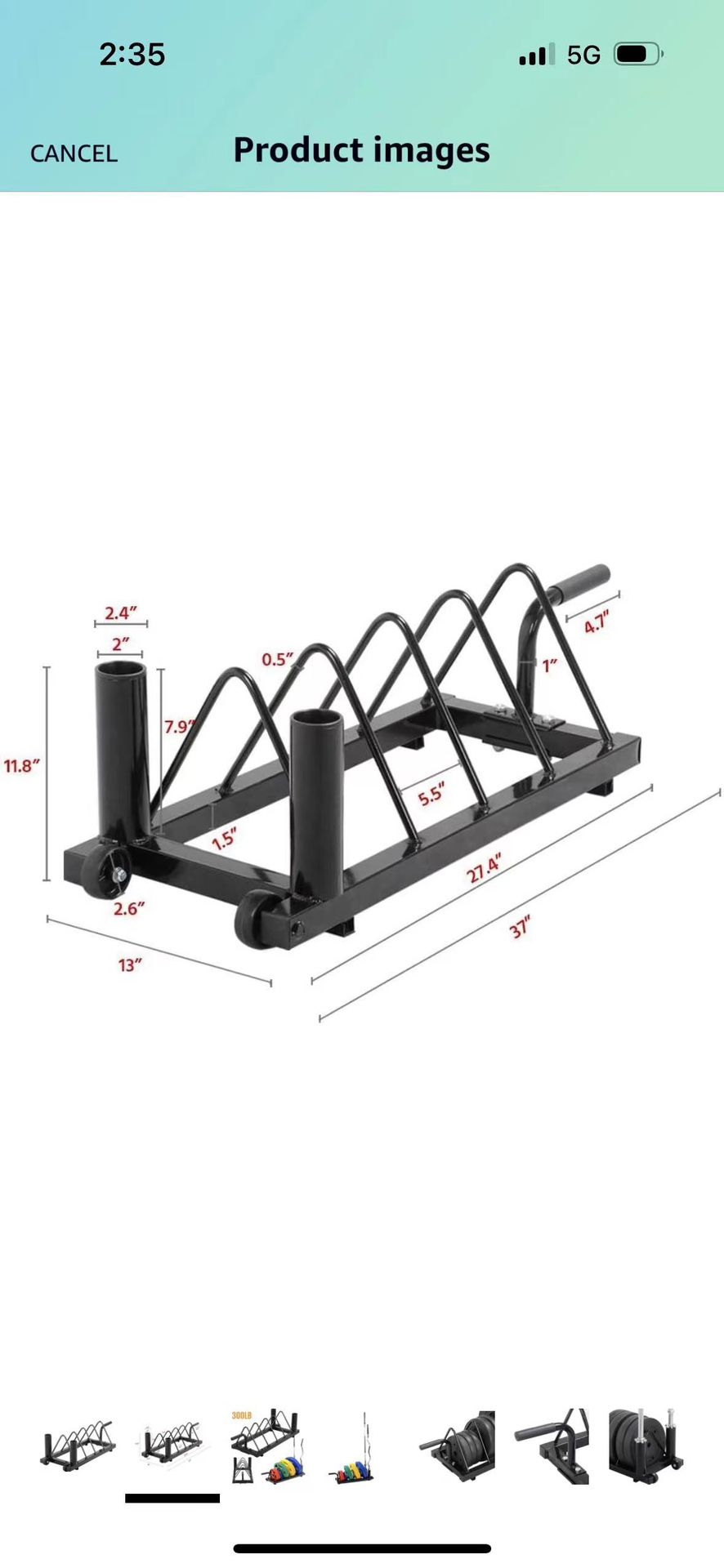 Horizontal Barbell Bumper Plate Rack Holder Olympic Bar Storage Rack with Handle and Wheels,Black
