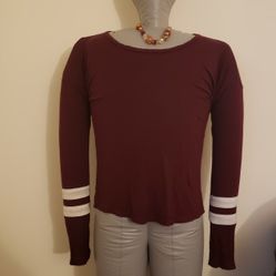 Women's Large Charlotte Russe Long Sleeve Cabernet T-Shirt