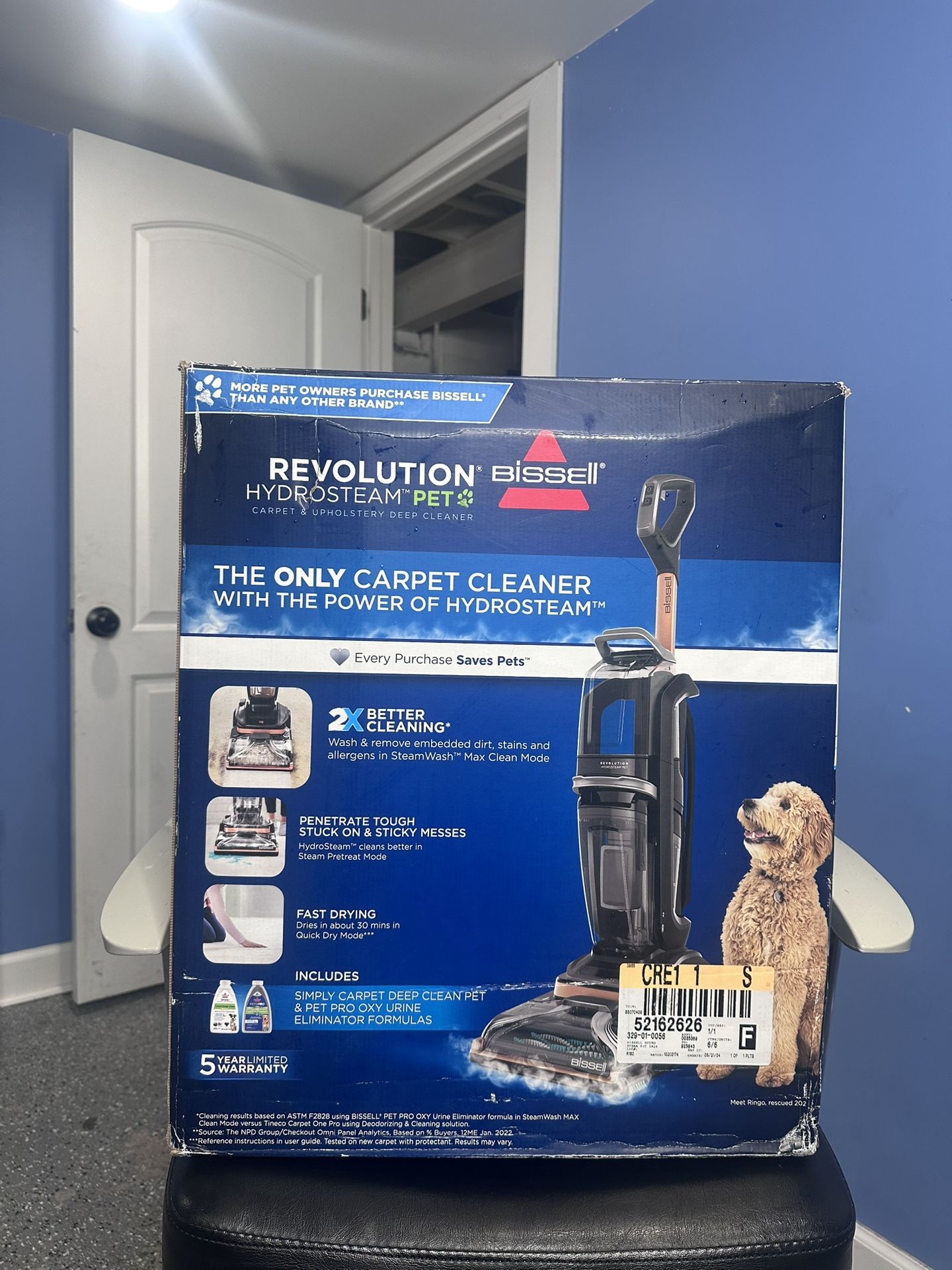BISSELL Revolution HydroSteam Pet - 3424: Carpet Cleaner Machine, Electric, Pet Hair Pick Up, Heated