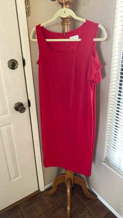 Red Dress With Short Cut Away Sleeves, Size 12