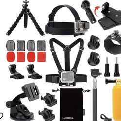 Luxebell Accessories Kit for AKASO EK5000 EK7000 4K WiFi Action Camera GoPro Hero 12 11 10 9 8 7 6 5/Session 5/Hero 4/3+/3/2/1 Max Fusion SJ4000 SJ500